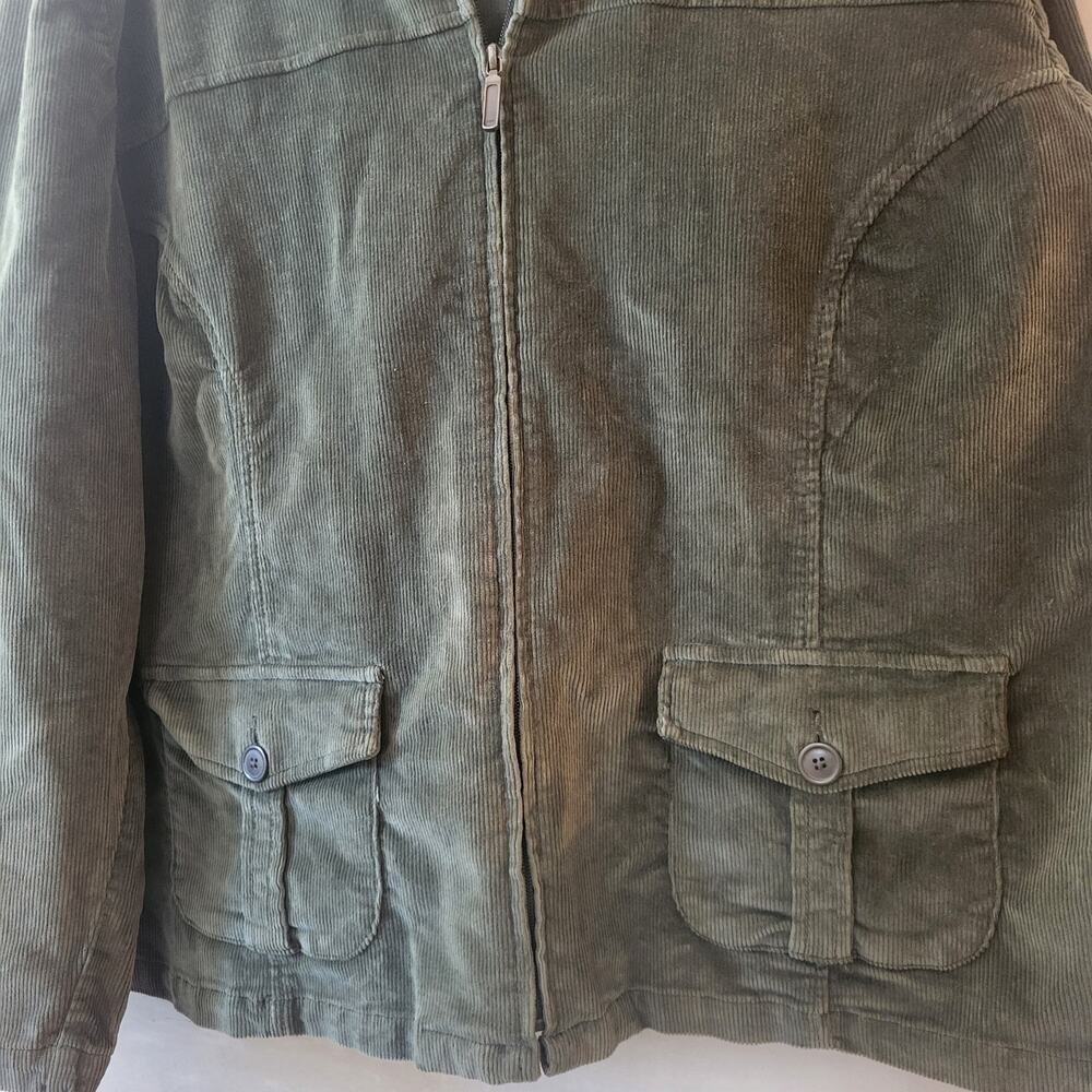 New Fashion Bug Green Corduroy Motorcycle Jacket Sz 30/32